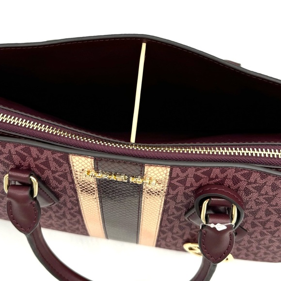 Michael Kors Sheila Medium Center Zip Satchel Bag Ox Blood Multi - Picture 10 of 11